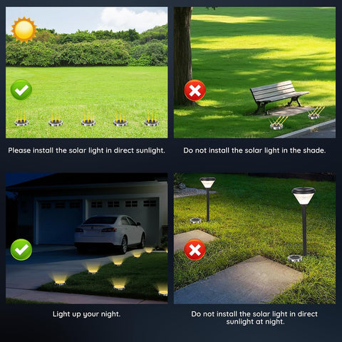 Solar Lights Outdoor Garden, 12 Pack 8 LED Solar Ground Lights Warm White, IP65 Waterproof Ground Disk Lighting, Garden Solar Floor Light for Pathway Lawn Yard Patio Landscape Walkway