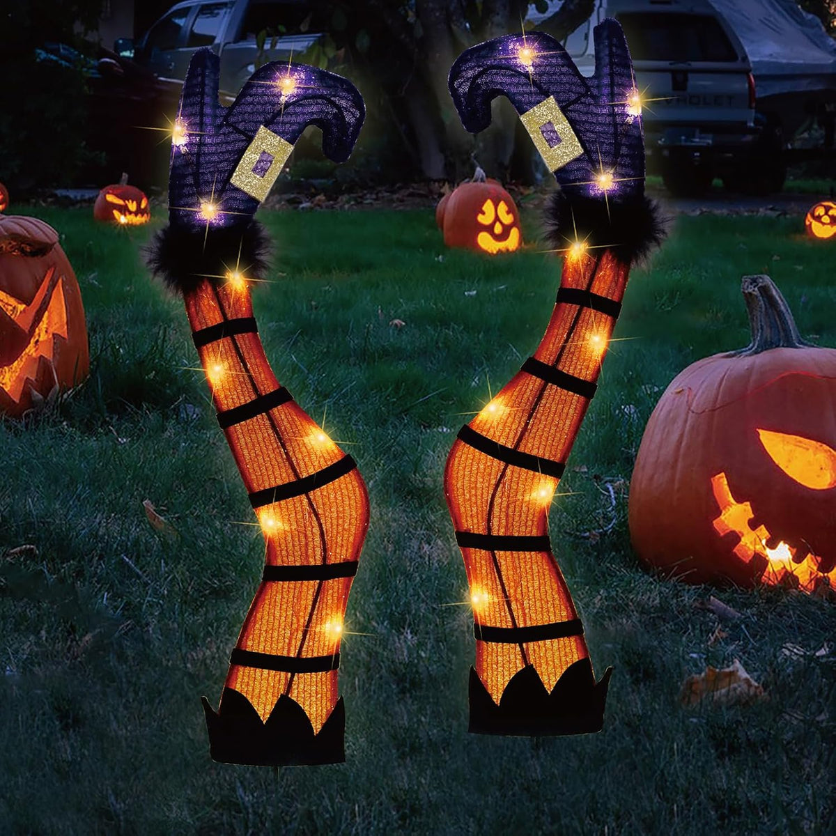 74cm Halloween Lighted Witch Legs with Stakes