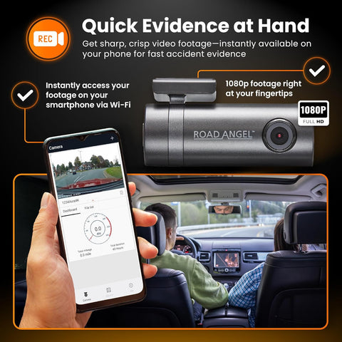 Road Angel Halo Go Dash Cam Front Black – Night Vision, App Enabled