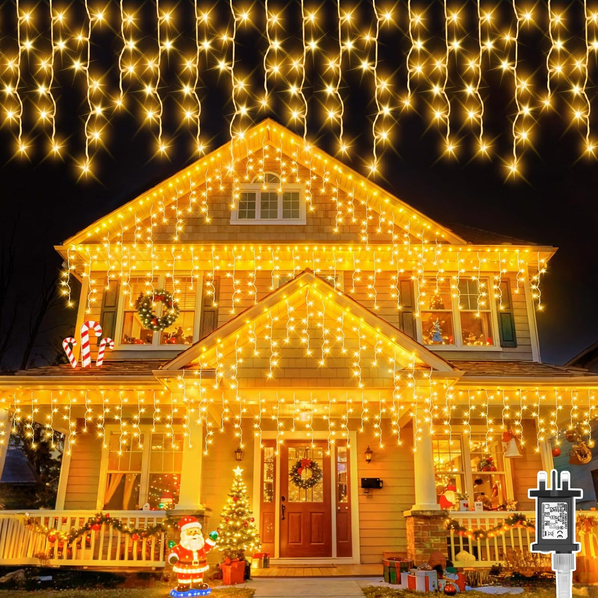 20M 480 LED Outdoor Icicle Christmas Lights – Warm White Waterproof Fairy Lights with Timer & 8 Modes for Roofs, Gutters, Windows & Walls - Turn Your Home Into a Christmas Glow