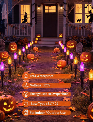 19.5ft Halloween Walkway Lights 10 Pack C9 LED Stakes