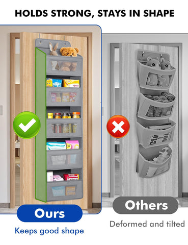 Meolsaek Over The Door Storage Organiser – 5-Tier Hanging Storage with 10 Pockets, Anti-Tilt Design, Beige