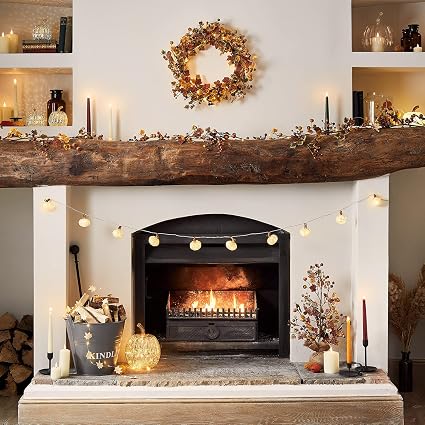 Set of 6 Autumnal Taper Candles – LED Flameless Real Wax with Remote