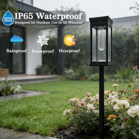 4 Pack Solar Lights Outdoor Garden, Outside Path Light, Waterproof Outdoor Solar Powered Garden Lights, Auto On/Off Outside Decor Stake Light for Yard Pathway Patio Decorative
