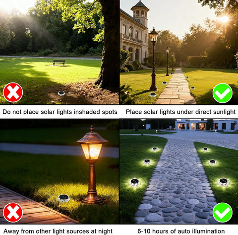 Hqynss Solar Lights Outdoor Garden, 6 Pack Solar Ground Disk Light