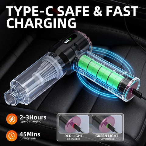 Handheld Vacuum Cleaner 23000Pa Cordless Mini Car & Home Black Purple