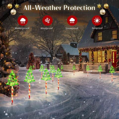 10 Pack Solar Christmas Tree Stake Lights Outdoor Christmas Decorations