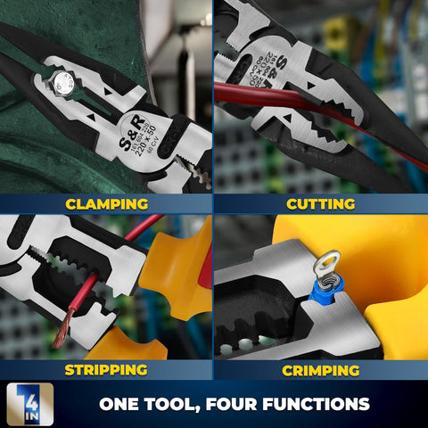 VDE Long Nose Pliers 220mm – Insulated Electrician Tool