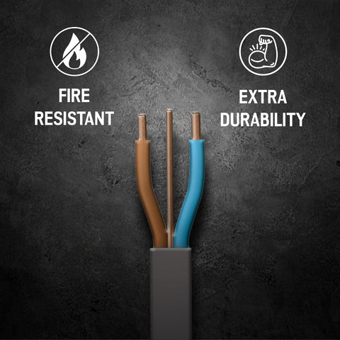 Primes DIY Electric Socket wire cable 10mm Twin and Earth Flat Grey PVC Lighting Electric Cable 6242Y electrical Wire BASEC Approved (3 Meter)