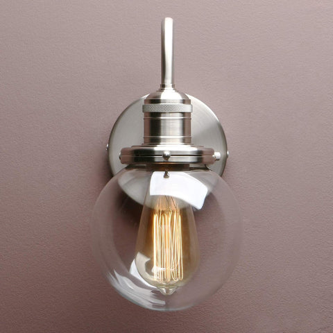 Yosoan Industrial Globe Wall Sconce with Clear Glass Shade