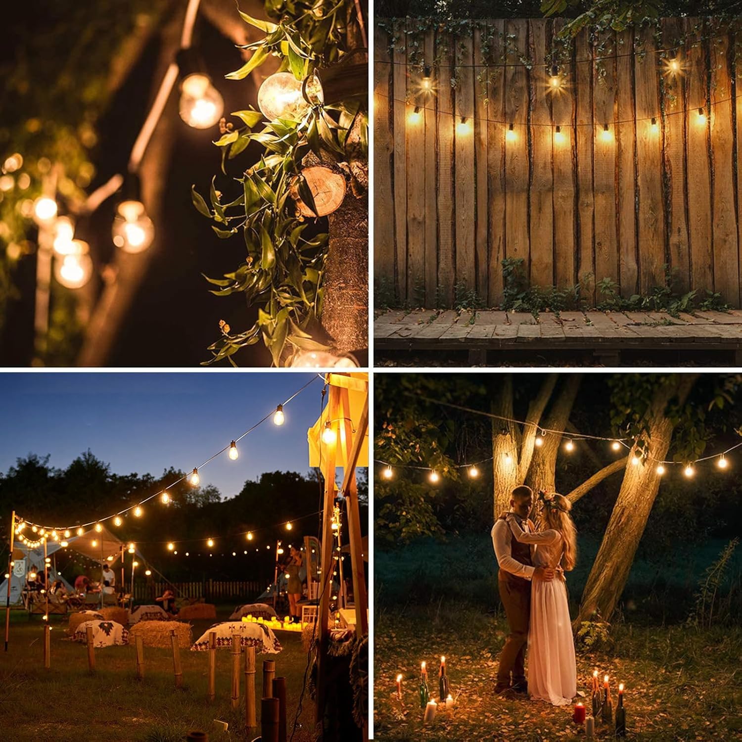 Garden lights Mains Powered, Festoon Lights Outside with 30M/98FT 35 Plastic Shatterproof Bulbs(S14) ,Outdoor String Lights Waterproof IP65 for Party Patio Christmas, 8 Light Modes, Warm White LED
