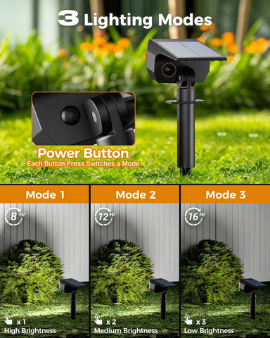 btfarm 4 Pack Solar Lights Outdoor Garden, 72 LED Solar Spot Lights 3 Modes IP65 Waterproof Garden Uplighters Solar Powered, Auto ON/Off Spotlight for Yard Driveway Pathway Landscape 6500K Cool White