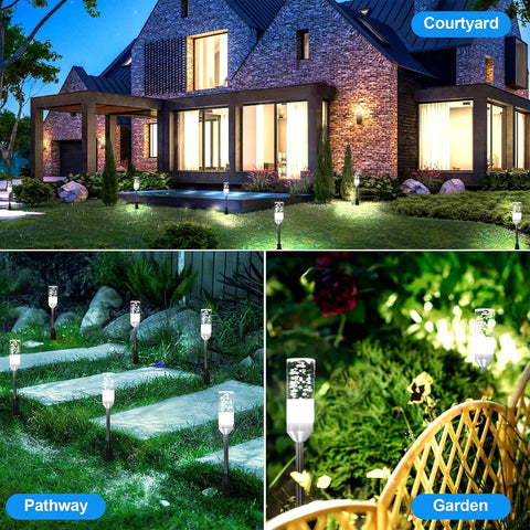 ECOWHO Garden Pathway Lights 3 Packs with 3m Wiring Cable Spike Lamps Without Adapter, Only Extension Path Lights Cool White Pathway Lighting (No Plug)