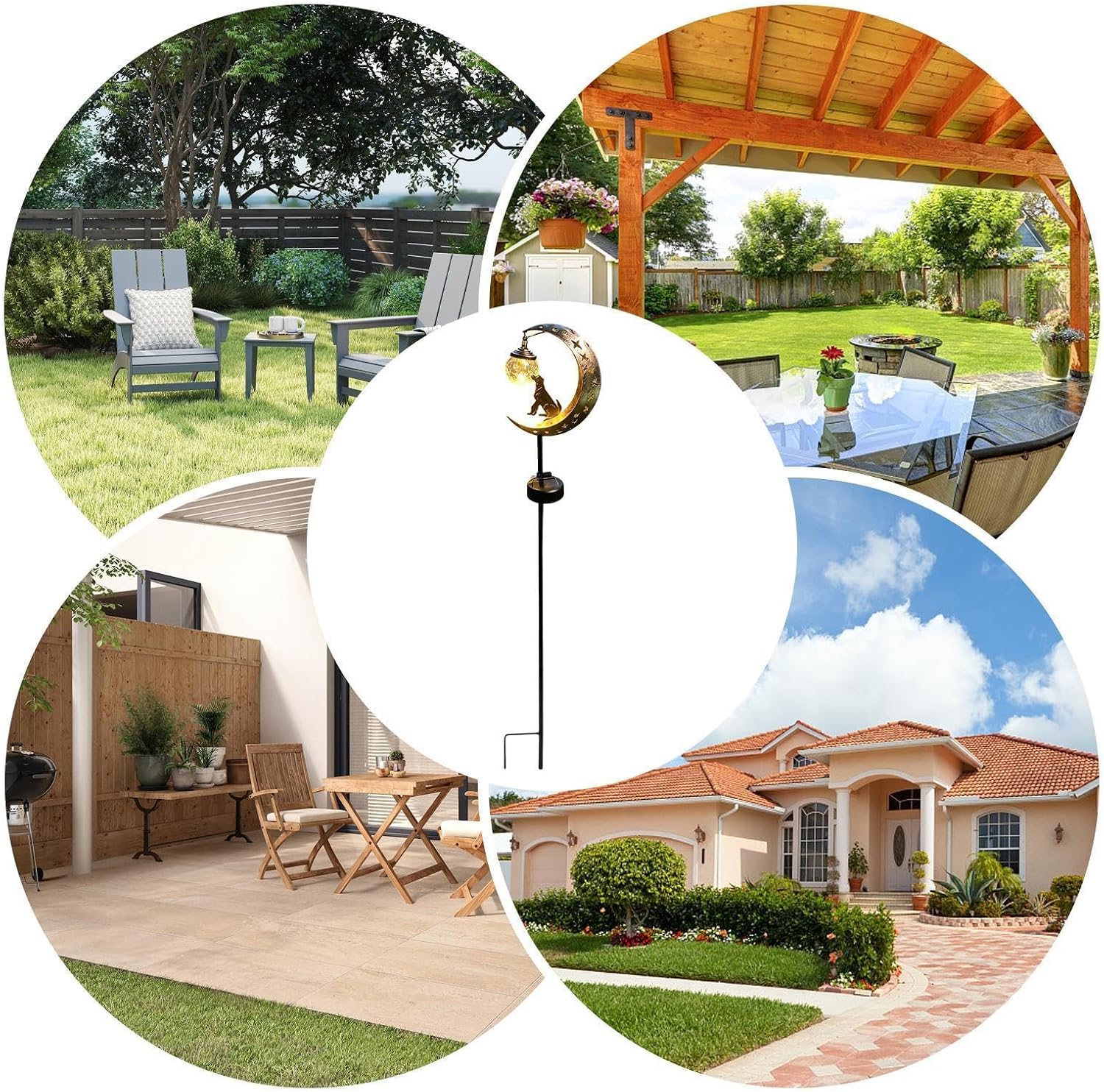 Solar Garden Stakes Half Moon Lighting with Stake