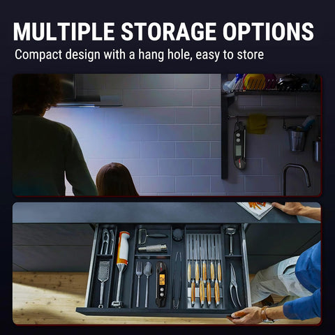TP603B Black Digital Meat Thermometer for BBQ with Backlit LCD