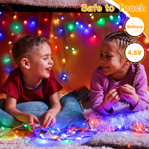 10m Multicoloured 100 LED Battery Operated Fairy Lights – Waterproof