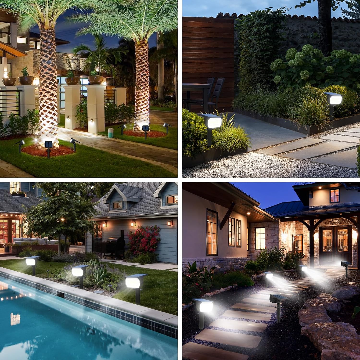nipify 4 Pack Motion Sensor Solar Lights Outdoor, 56 LED Solar Spot Lights, 3 Lighting Modes, IP65 Waterproof Garden Uplighters Solar Powered, 6500K Cool White for Yard Pathway Driveway