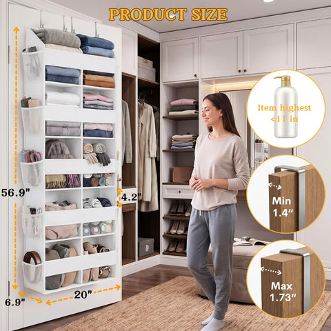 Ofiray-Home Over The Door Storage Organiser – 5-Tier, 10 Compartments, Pink Hanging Storage with 10 Side Pockets