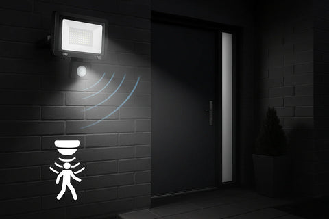 30W LED PIR Floodlight with Remote Control – 6500K Cold White