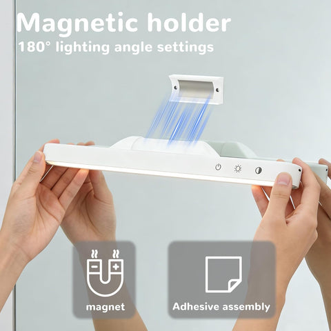 Makeup Mirror Light, LED Battery Operated Dressing Table Lights, 4500Mah Magnetic Stick on Bathroom Lights, 3 Color Temperatures & Adjustable Brightness, Portable for Bathroom Dressing Table