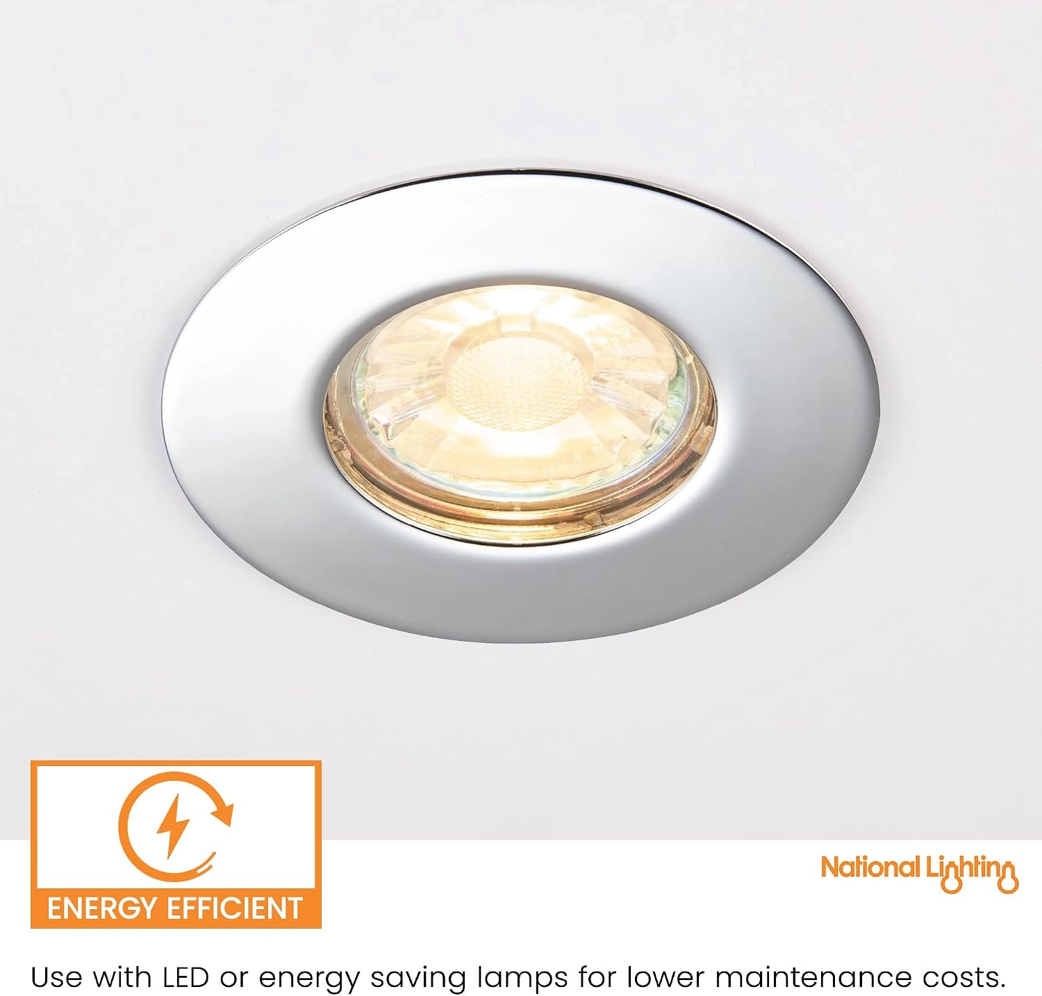 SPECULO Ultra Slim Compact Chrome Fire Rated Downlight Recessed LED GU10 round Spotlight Ceiling Light for Bathroom, Shower, Kitchen IP65 Rated