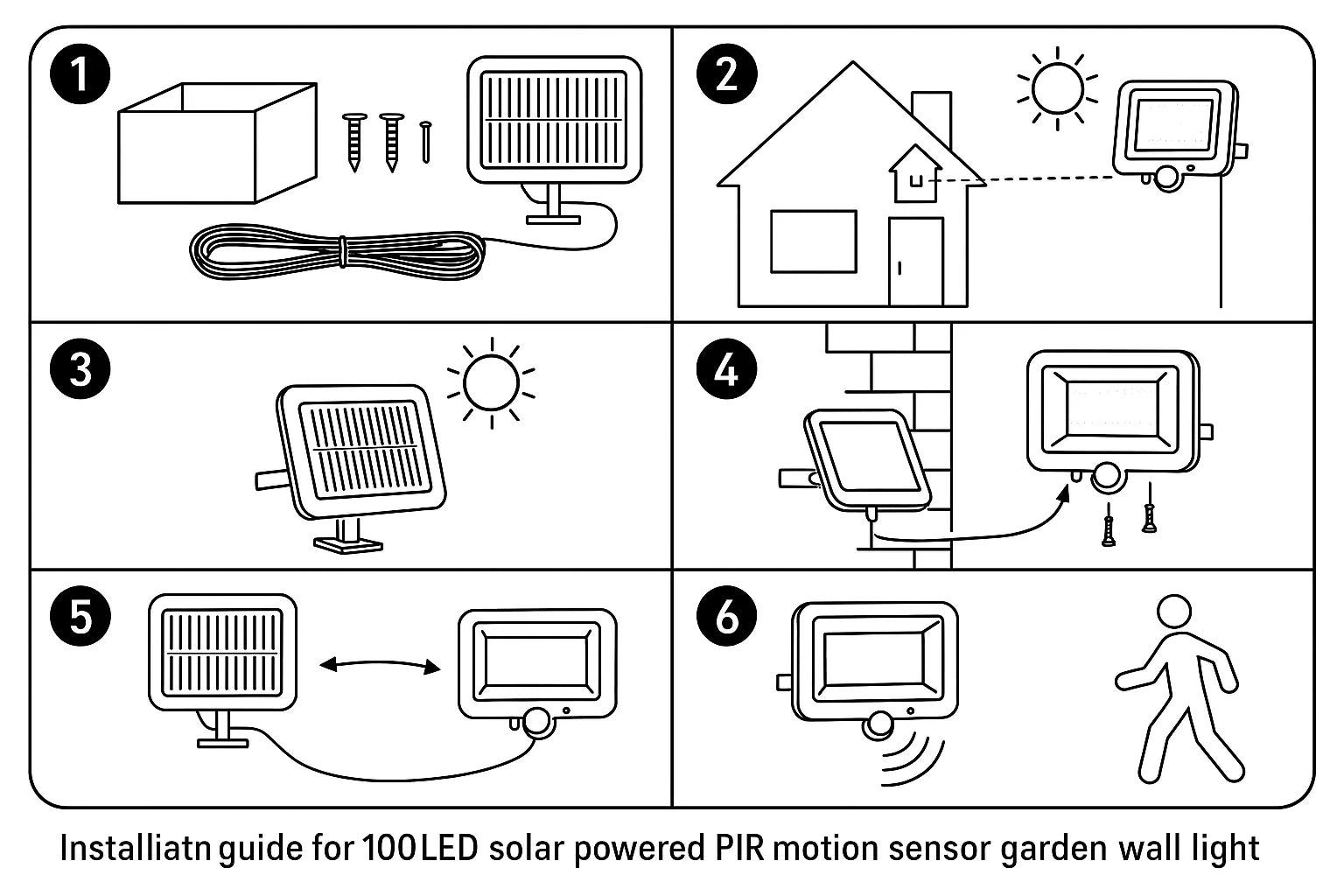 100 LED Solar PIR Motion Sensor Garden Wall Light