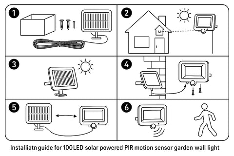 100 LED Solar PIR Motion Sensor Garden Wall Light