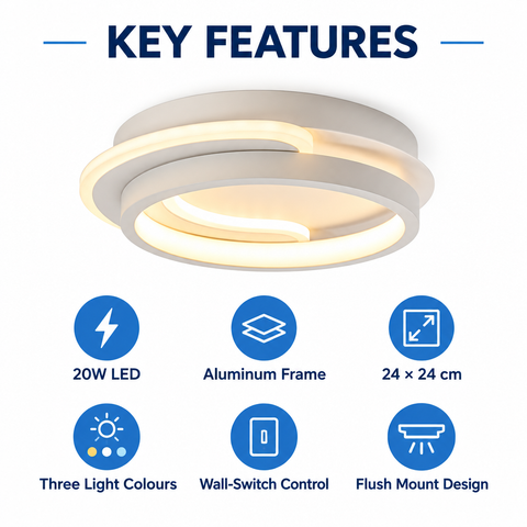 Ceiling Lighting Modern Round Aluminum Ceiling Light 3-Color Dimming Led Small Ceiling Lamp Close To Ceiling Light Fixtures