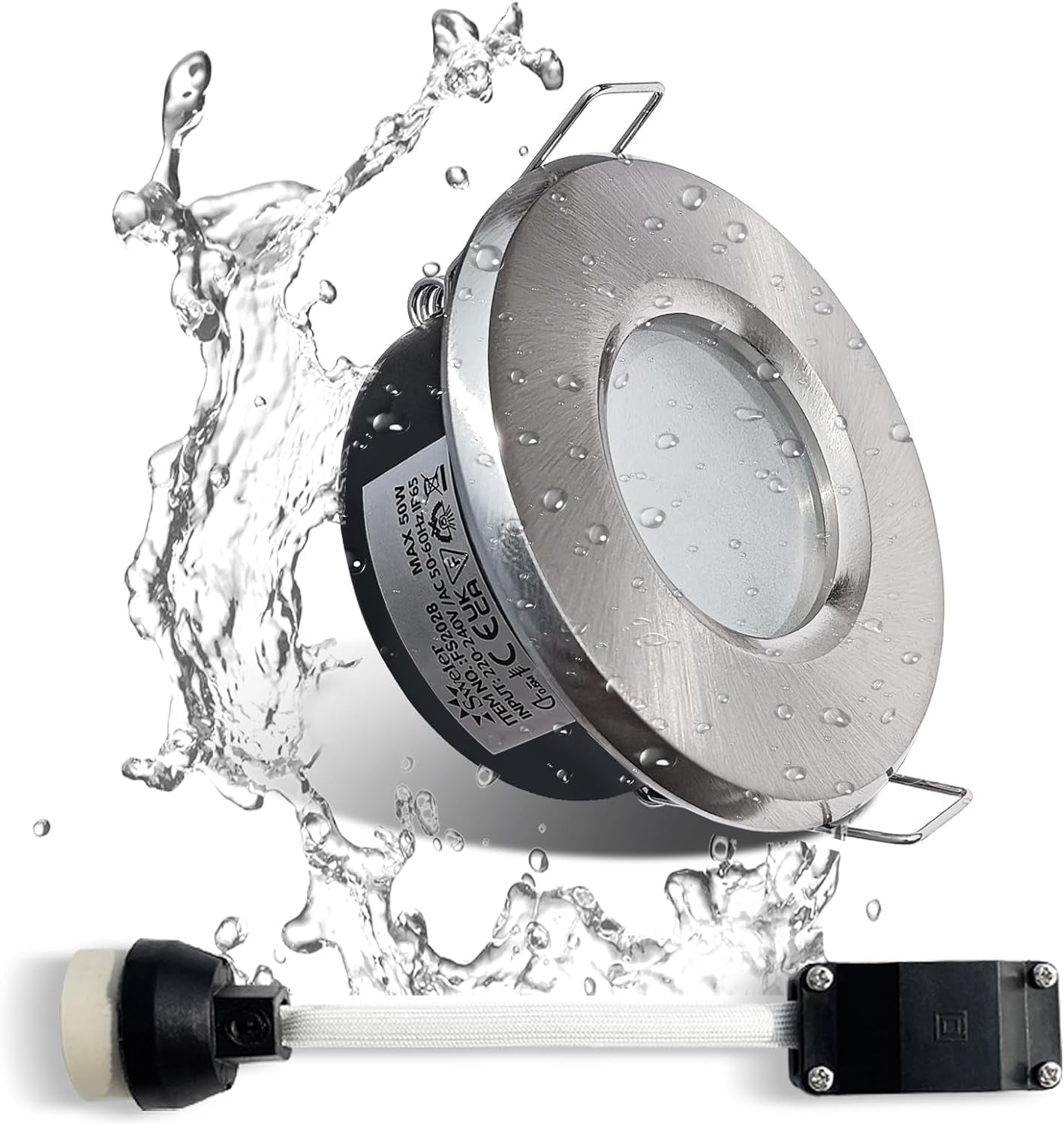 4X 5W IP65 Waterproof LED Recessed Ceiling Lights, Warm White 3000K 430LM, Suitable for Bathroom and Kitchen Spotlights (Including GU10 Lamp Holder) White Downlight Cut-Out 68Mm