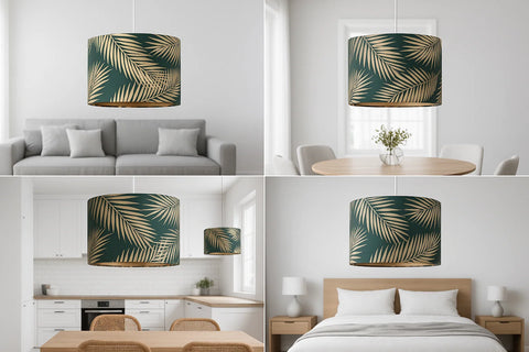 Dark Green and Gold Pendant Shade – 25 Cm – Table or Ceiling
