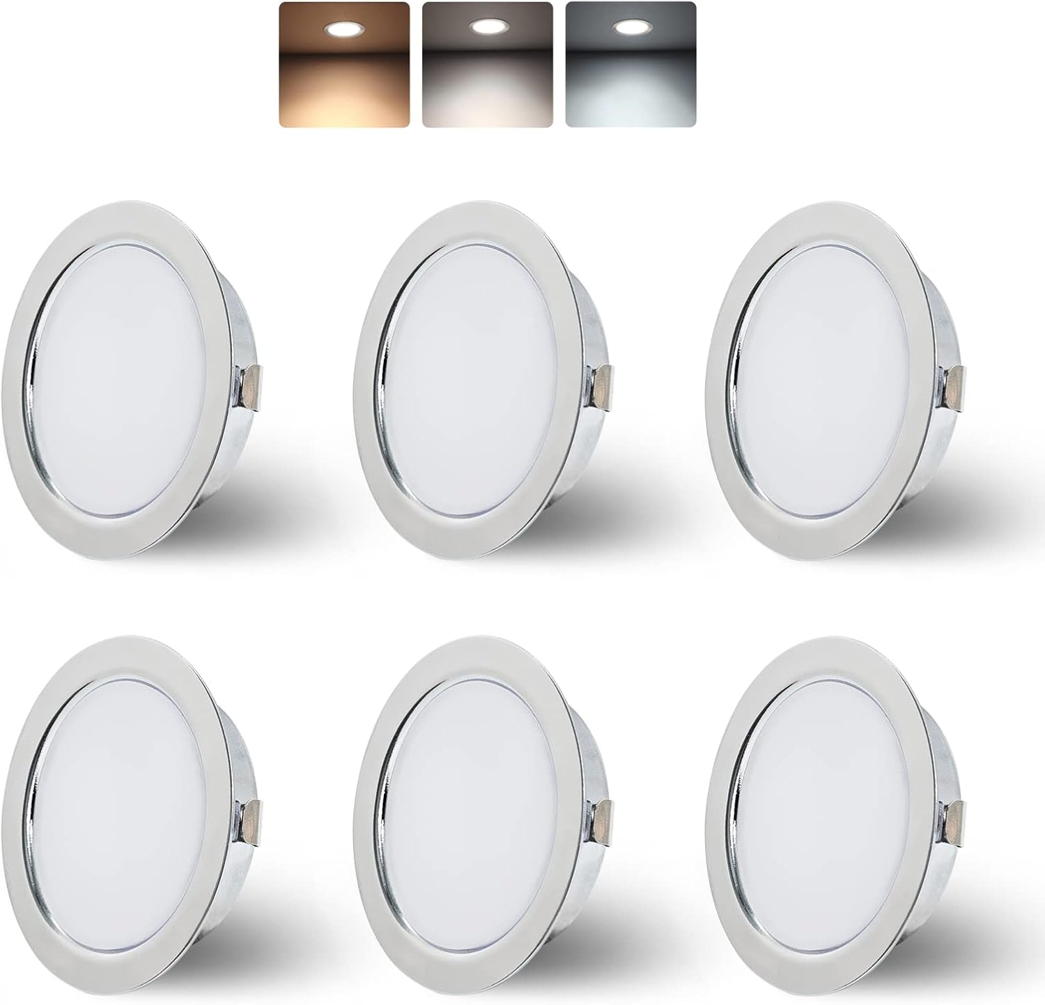 LED Furniture Lights 230V, 4W LED IP44 G4 20Mm Recessed Spotlights for Flat Furniture 3000K/4000K/6000K Kitchen Hood, Bathroom Recessed Spotlight (Nickel, Set of 6)