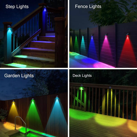 Warm white LED light emitted from solar wall lights at night.


