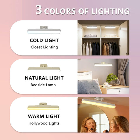 Makeup Mirror Lights,4000Mah Battery Touch Make up Vanity Light Adjustable 3 Colors Brightness,Screw-Free Stick on Lighted for Makeup Vanity Bathroom Mirror (White)