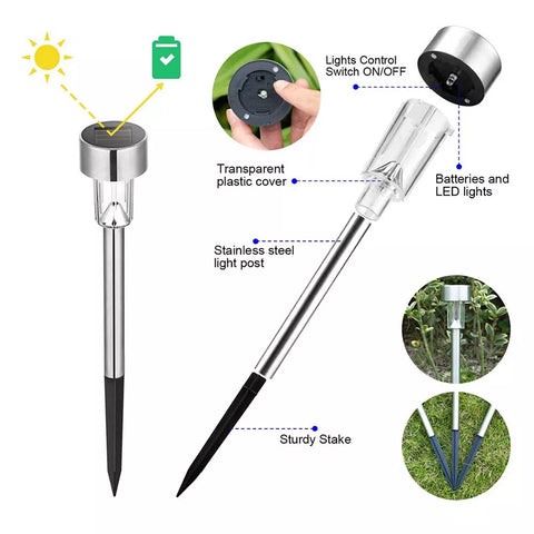 10Pcs Solar Power LED Stake Lights – Waterproof Outdoor Garden Lights