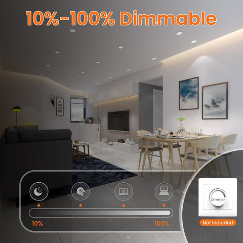 Lighting 6 Pack LED Downlights, LED Recessed Ceiling Lights 4W 310LM 230V, 55-68Mm Cutout Dimmable,3Cct 3000K 4000K 6500K Adjustable, IP44 Suitable for Bathroom Living Room Kitchen,Nickel