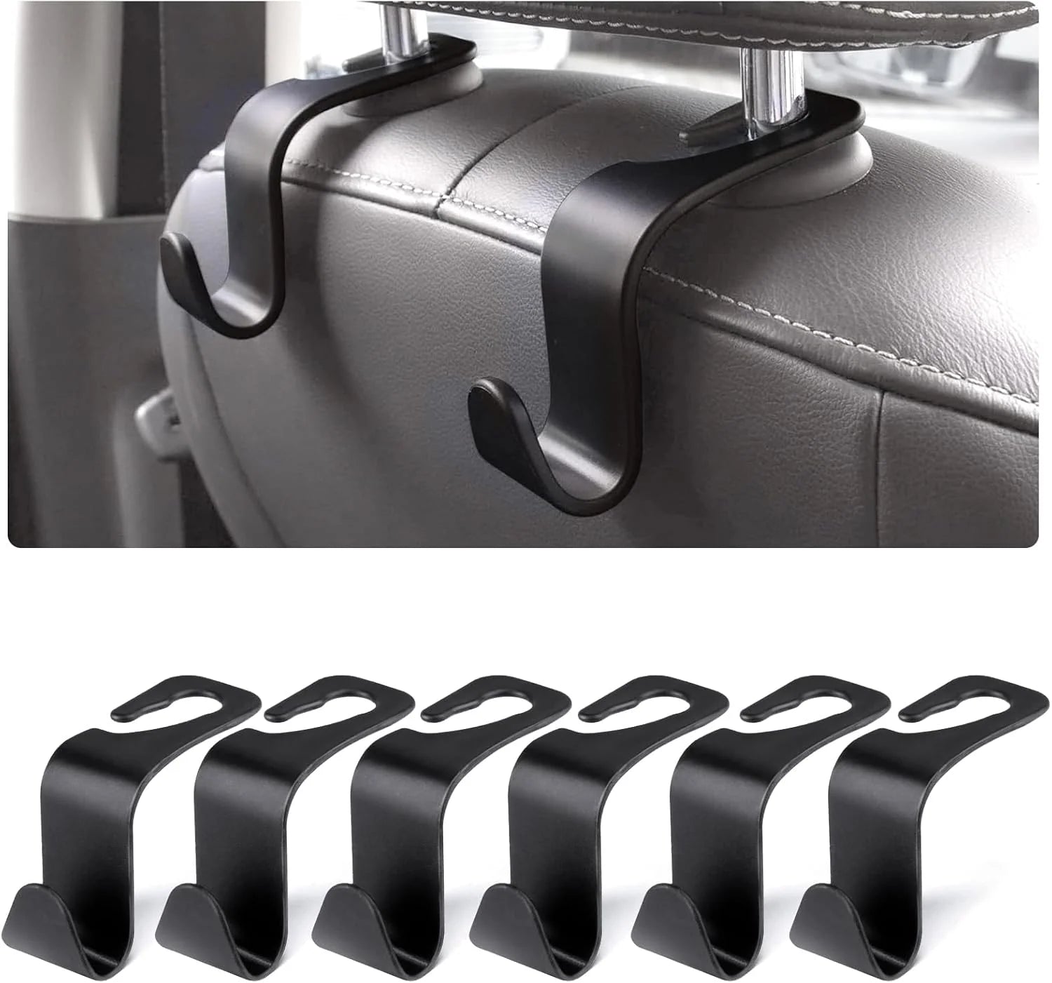 URAQT Car Storage Hooks 6 Pack Back Seat Headrest Hanger