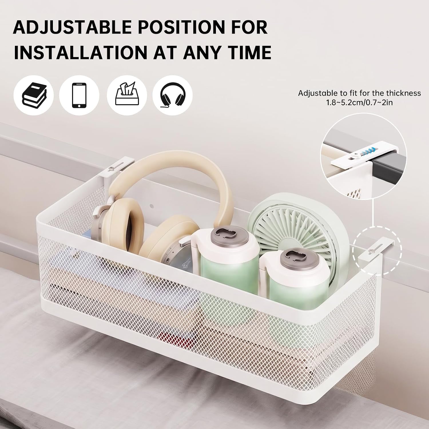 Bunk Bed Shelf, Bedside Hanging Storage Baskets for Bedroom,Hall,Cot Rails