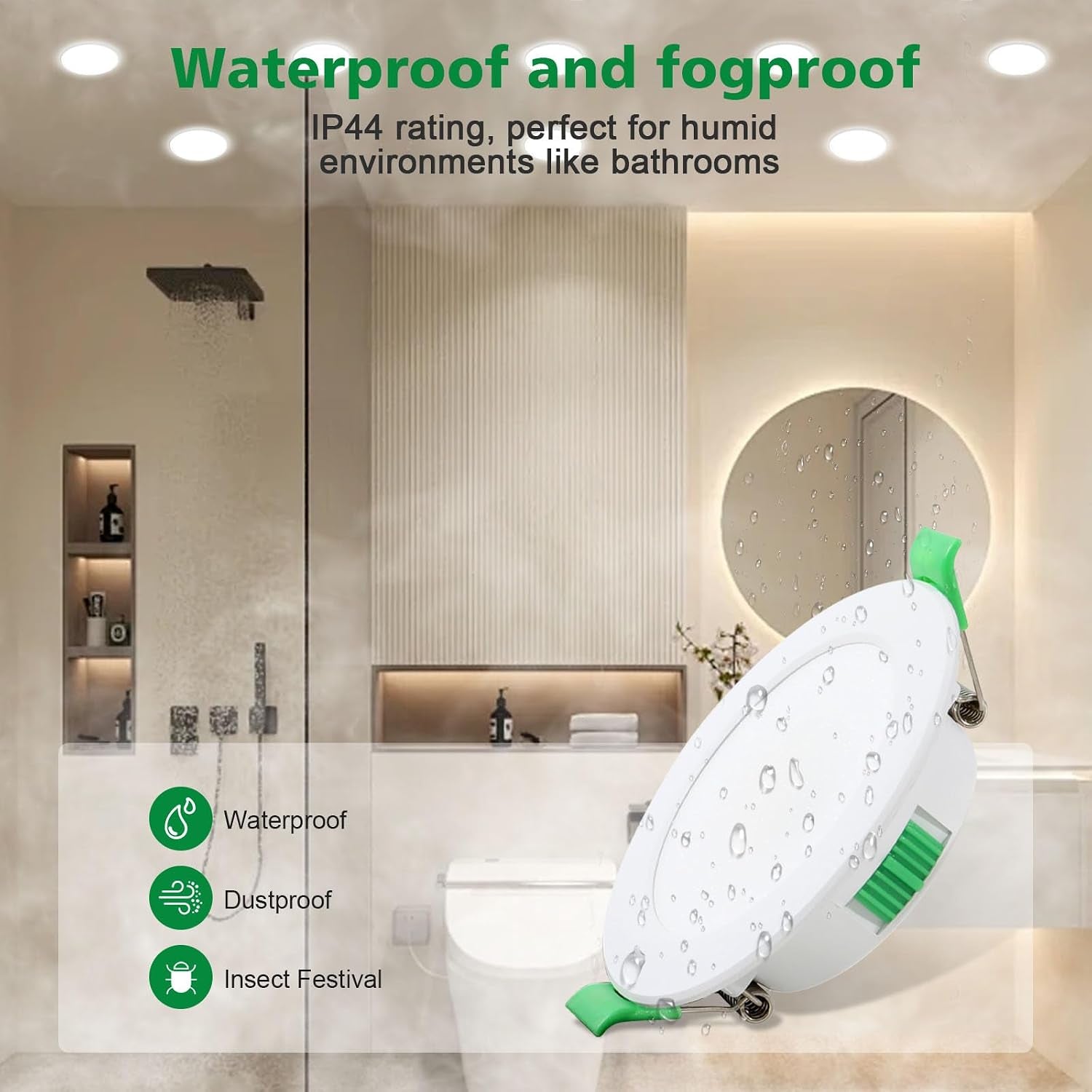 6 Pack LED Downlights for Ceiling 7W 3CCT IP44 Ultra Slim Cut Φ75-85MM | round LED Spot Bathroom Light 600LM, 3000K/4000K/6500K Adjustable, IP44 Recessed Ceiling for Bathroom, Kitchen, Living Room