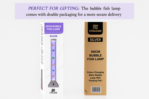 90cm bubble fish lamp with packaging and text about gifting