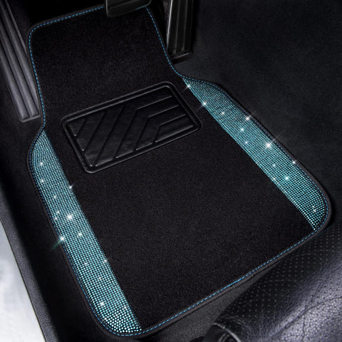 Bling Diamond Car Floor Mats 4pcs Set – Mint Sparkly Rhinestone