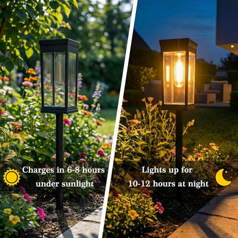 4 Pack Solar Lights Outdoor Garden, Outside Path Light, Waterproof Outdoor Solar Powered Garden Lights, Auto On/Off Outside Decor Stake Light for Yard Pathway Patio Decorative