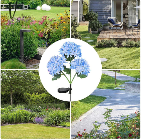 Fairy Hydrangea Lights - Artificial Light Up Hydrangea Flower with 2 Lighting Modes - Outdoor Solar Garden Lights, Yard Art, Blooming Flower Garden Decor for Patio Lawn Pathway