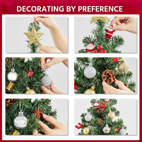 Yaheetech 3ft Pre-lit Tabletop Mini Christmas Tree with Warm LED Lights – Green