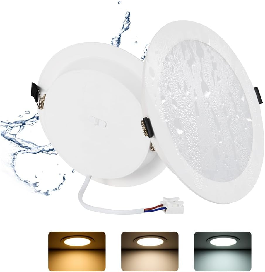 6 Pack LED Downlights Ceiling 24W 2200LM 3CCT IP44, Cutout 185-210Mm |  LED Spotlight Ceiling 22Cm, 3000K/4000K/6000K Adjustable, LED Recessed Ceiling Light for Bathroom