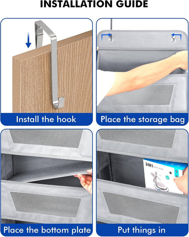 Meolsaek Over The Door Storage Organiser – 5-Tier Hanging Storage with 10 Pockets, Anti-Tilt Design, Beige
