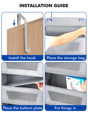 Meolsaek Over The Door Storage Organiser – 5-Tier Hanging Storage with 10 Pockets, Anti-Tilt Design, Beige