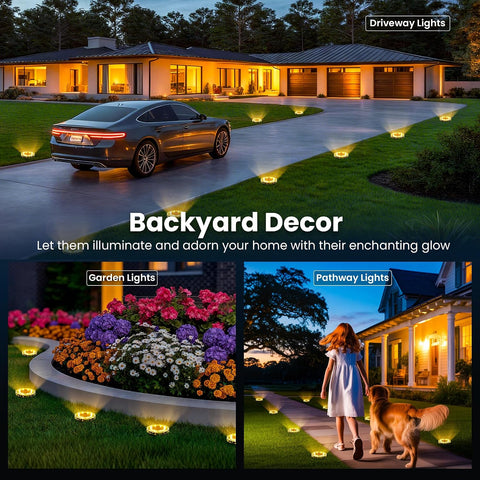 Solpex Solar Lights Outdoor Garden, 8 LED Garden Lights, 12 Pack Warm White