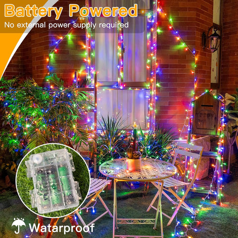 10m Multicoloured 100 LED Battery Operated Fairy Lights – Waterproof