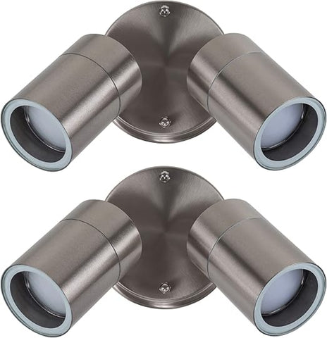 Modern LED outdoor twin wall spotlight – UK IP44 waterproof


