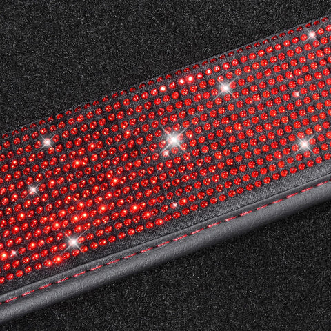 Bling Diamond Car Mats – Sparkly Rhinestone Glitter Floor Mats (Black Red)